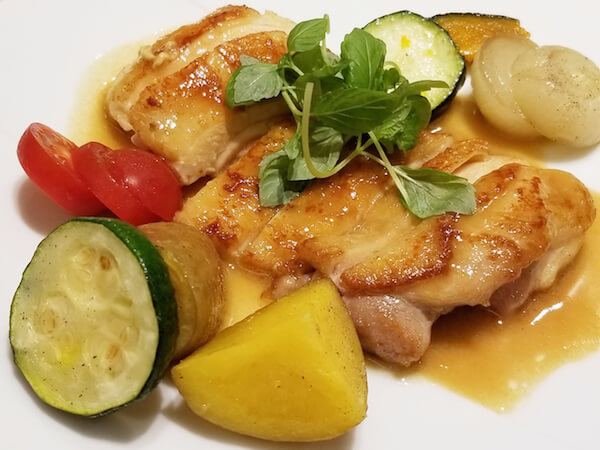 地鶏もも肉マスタードレモンソース